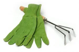 Zelene vrtne rokavice in grabljice - izdelava spletne trgovine Art Design