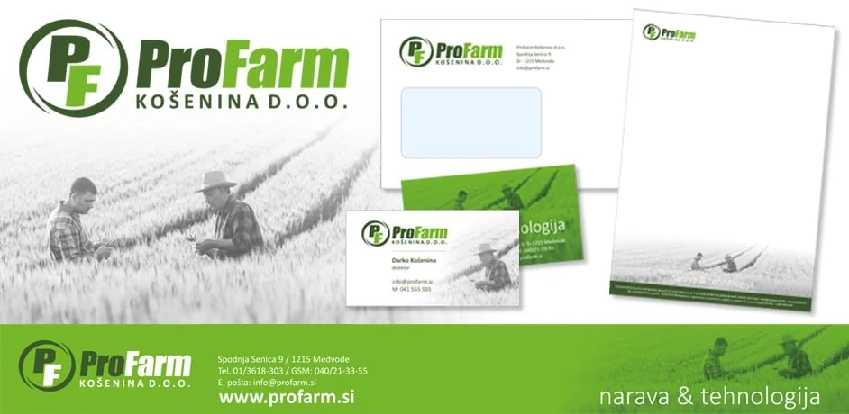 Grafično oblikovanje za podjetje ProFarm Košenina.