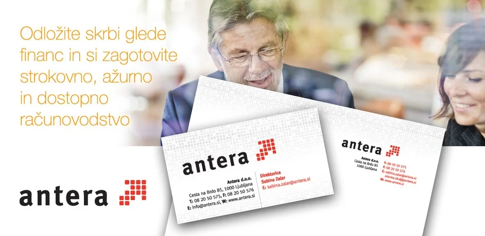 Oblikovanje poslovnih tiskovin za podjetje Antera.
